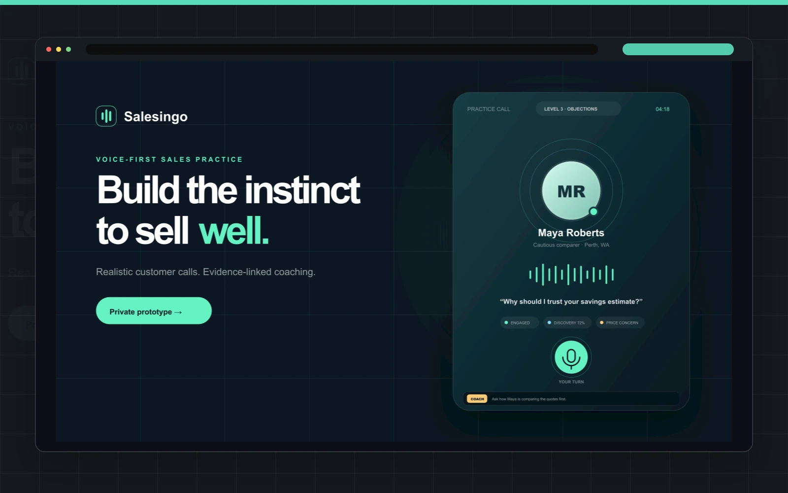 Salesingo voice training system